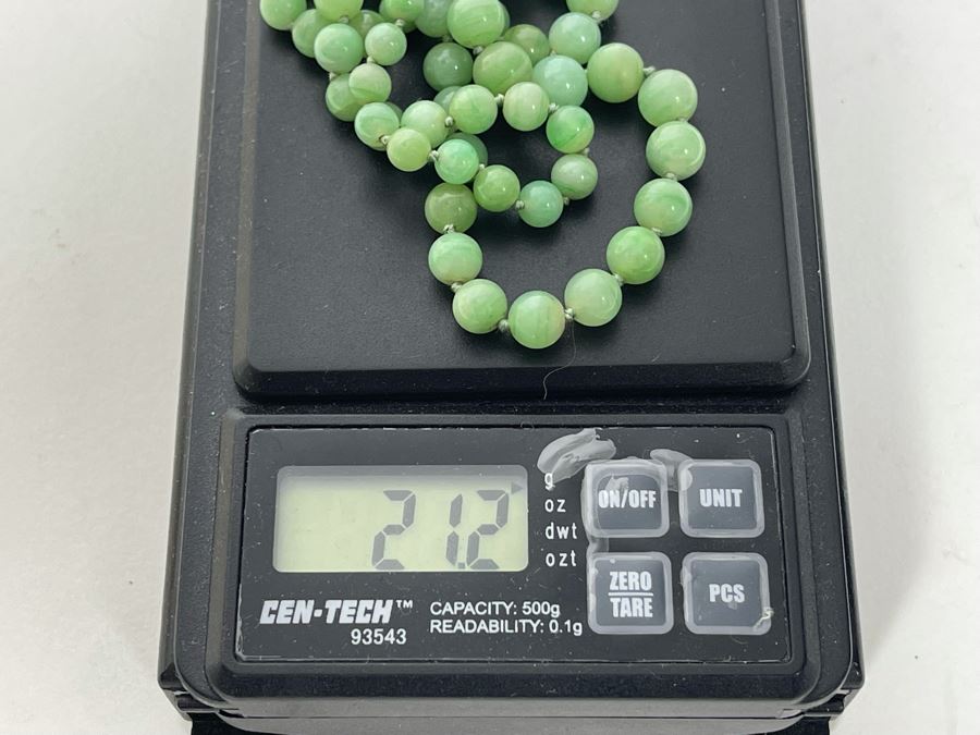 Vintage Commercial Quality Jade Bead 17' Necklace 21.2g [Photo 10]