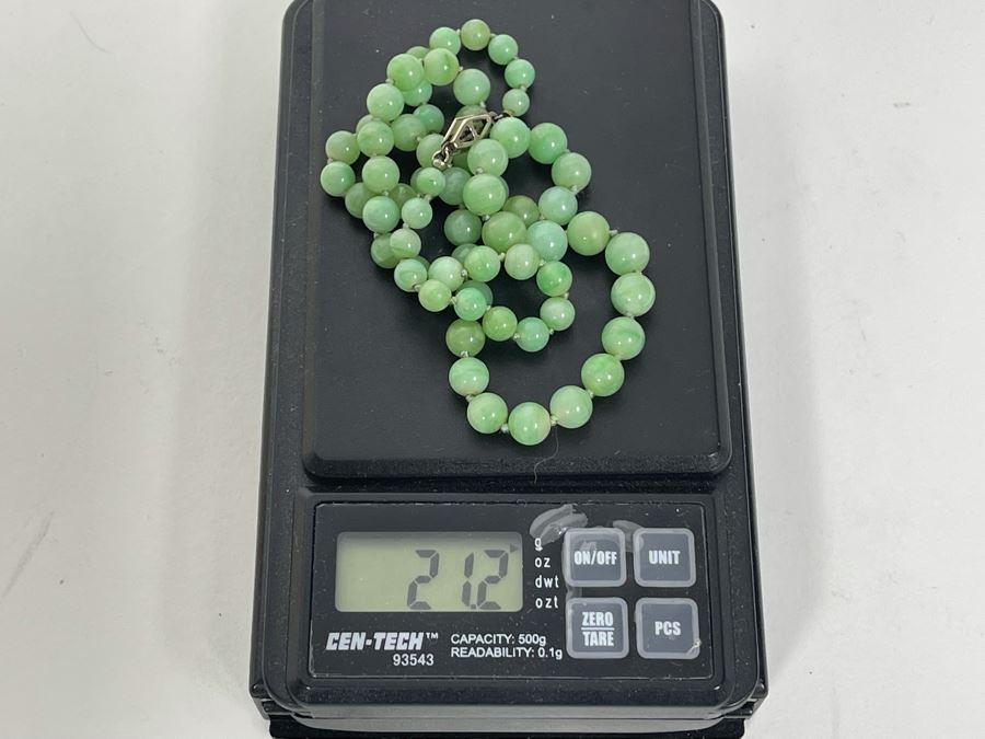 Vintage Commercial Quality Jade Bead 17' Necklace 21.2g [Photo 9]