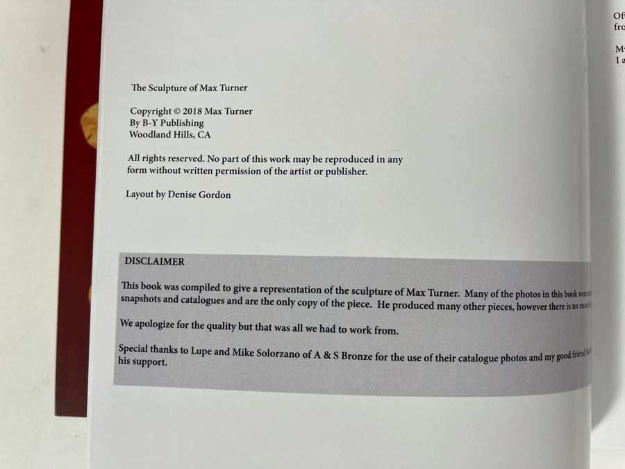 Pair Of Max Turner Artist Books: The Sculpture Of Max Turner And Terra Cotta Sculpture Of Max Turner (Several Sculptures Featured Were Previously Sold  - Adam And Eve Sculputre Is In Book) [Photo 8]