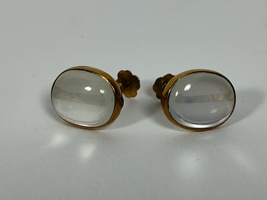 10K-14K Gold Moonstone Clip Earrings 3.4g [Photo 5]