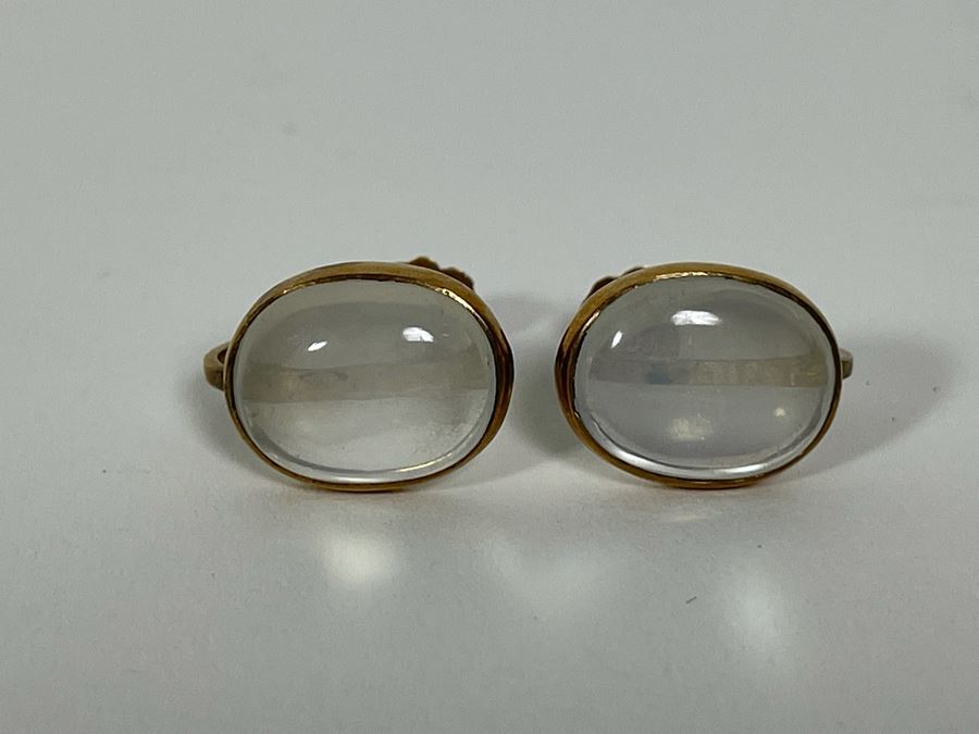 10K-14K Gold Moonstone Clip Earrings 3.4g [Photo 6]