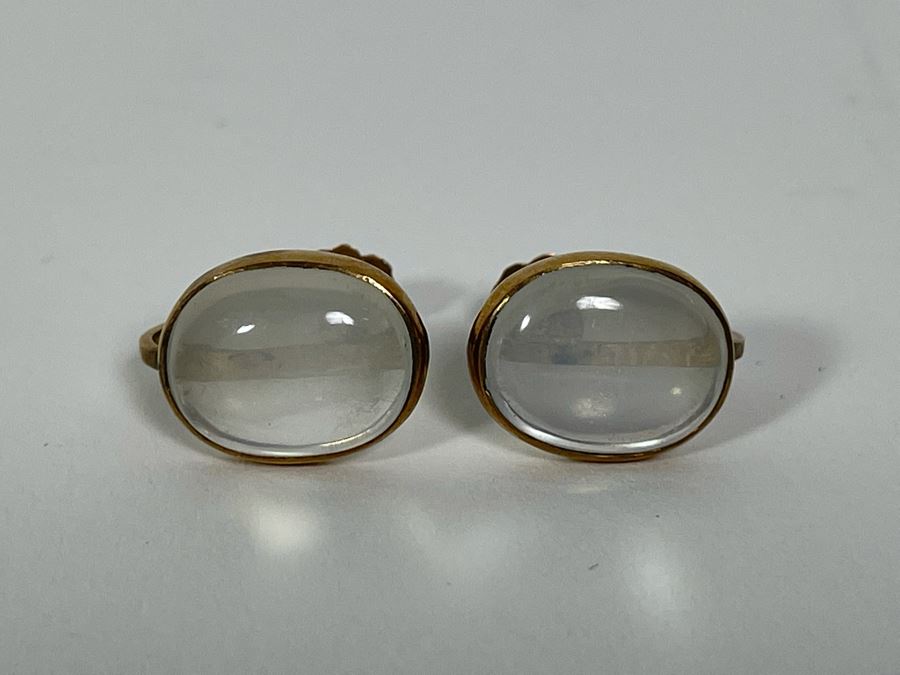 10K-14K Gold Moonstone Clip Earrings 3.4g [Photo 4]