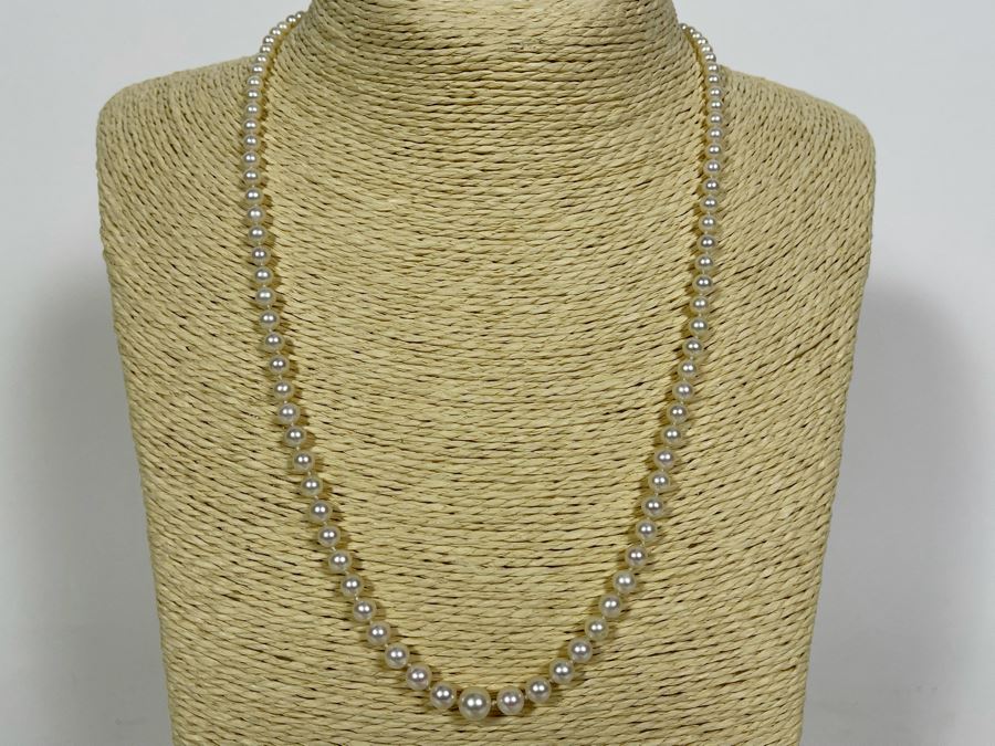 Cultured Pearl Graduated 3.5-7mm Strand 20' Necklace With 14K Gold Clasp [Photo 3]