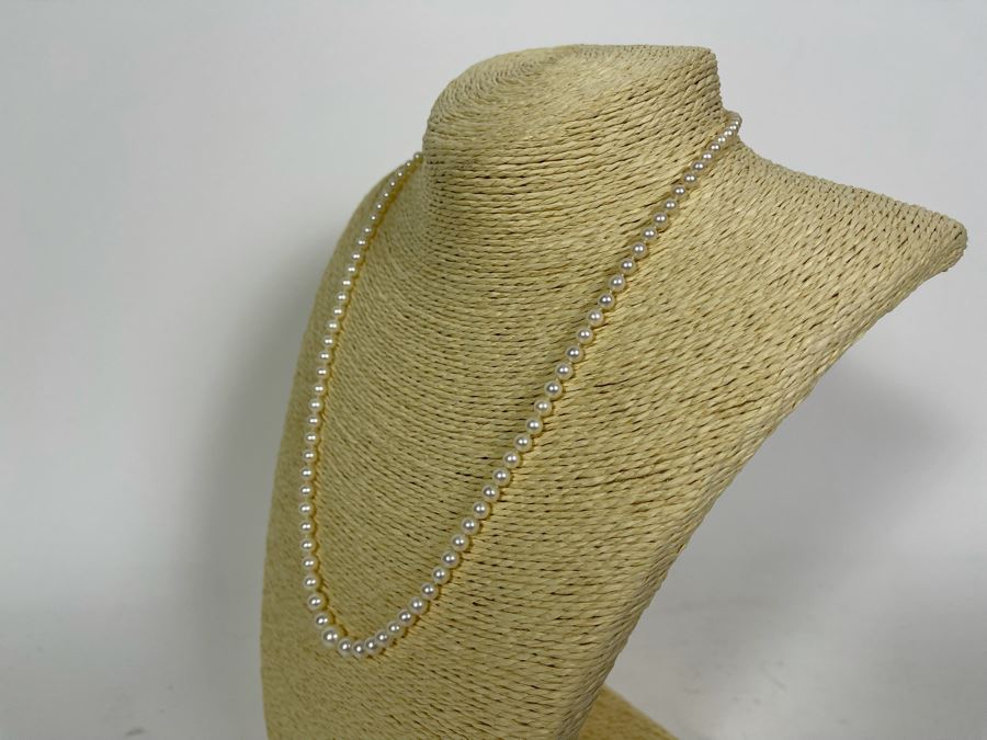 Cultured Pearl Graduated 3.5-7mm Strand 20' Necklace With 14K Gold Clasp [Photo 6]