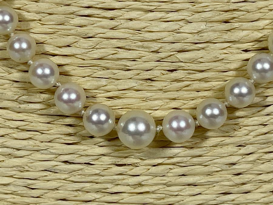 Cultured Pearl Graduated 3.5-7mm Strand 20' Necklace With 14K Gold Clasp [Photo 5]