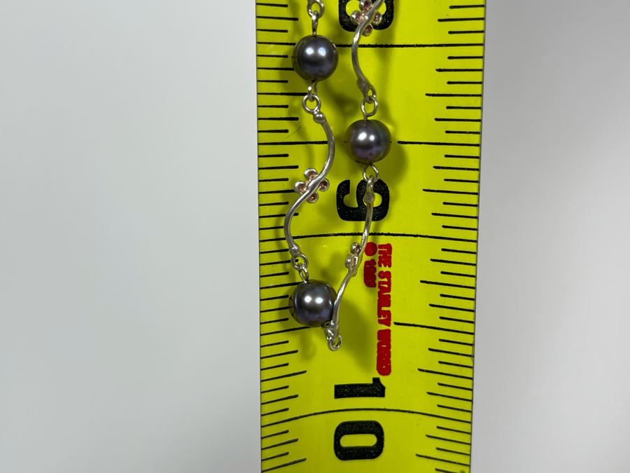 Sterling Silver Pearl 19' Necklace 10.2g [Photo 9]