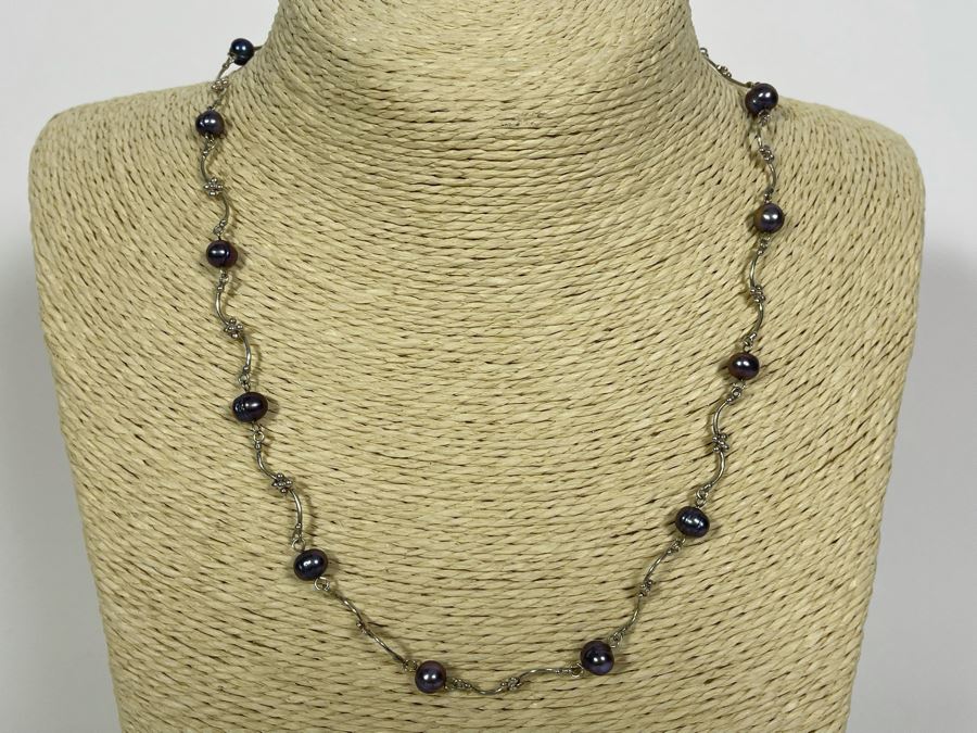 Sterling Silver Pearl 19' Necklace 10.2g [Photo 3]