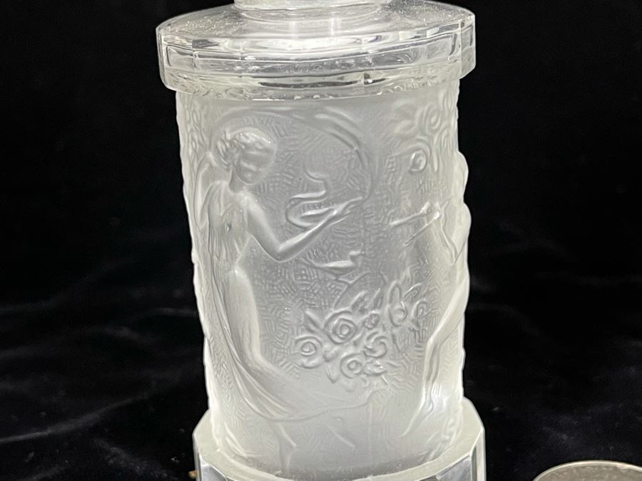 Pair Of Vintage 1930s Czechoslovakian Clear And Frosted Crystal Perfume Scent Bottles 6H And 7H (Note Both Stopper Stems Are Broken As Shown In Photos) [Photo 18]