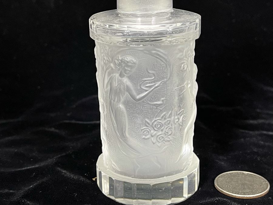 Pair Of Vintage 1930s Czechoslovakian Clear And Frosted Crystal Perfume Scent Bottles 6H And 7H (Note Both Stopper Stems Are Broken As Shown In Photos) [Photo 17]