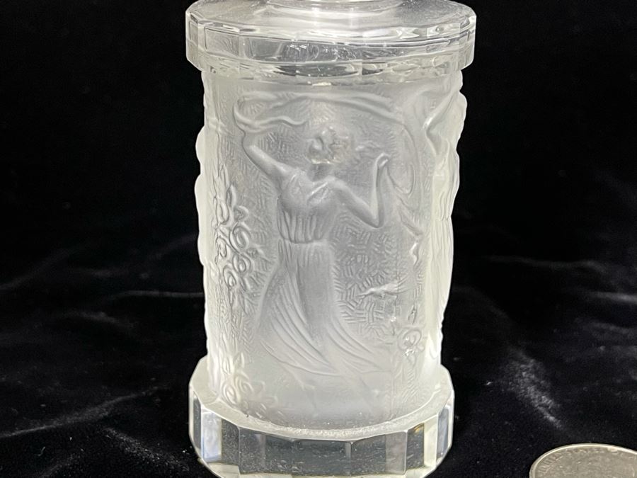 Pair Of Vintage 1930s Czechoslovakian Clear And Frosted Crystal Perfume Scent Bottles 6H And 7H (Note Both Stopper Stems Are Broken As Shown In Photos) [Photo 9]