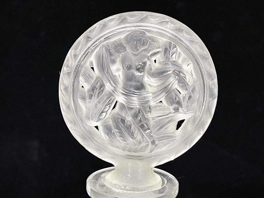 Pair Of Vintage 1930s Czechoslovakian Clear And Frosted Crystal Perfume Scent Bottles 6H And 7H (Note Both Stopper Stems Are Broken As Shown In Photos) [Photo 8]