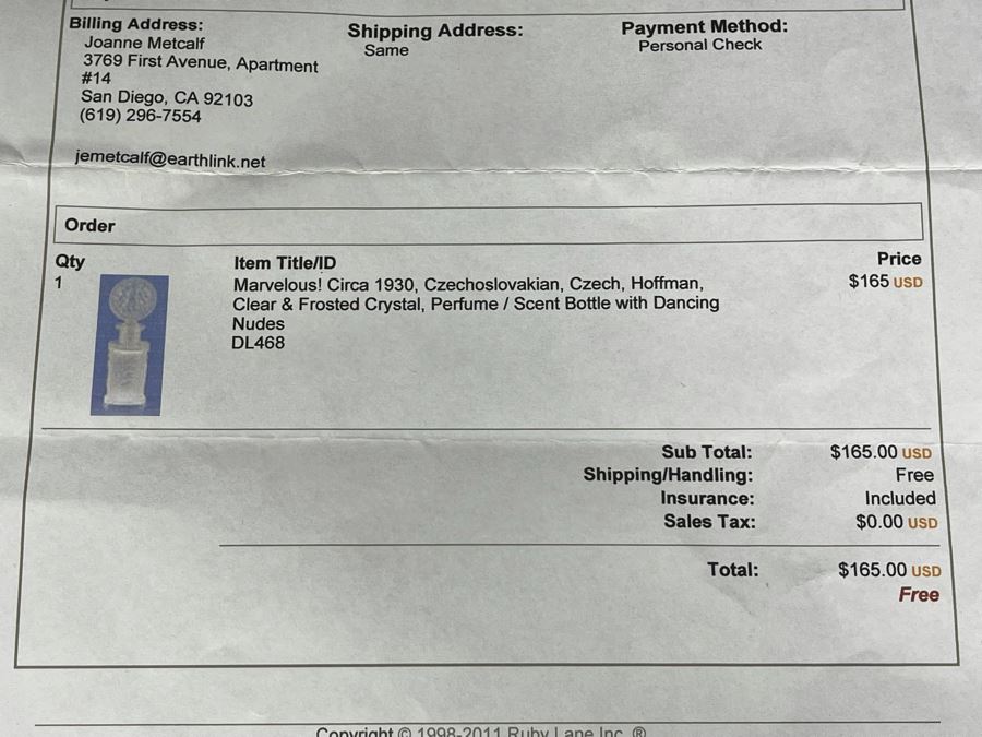 Pair Of Vintage 1930s Czechoslovakian Clear And Frosted Crystal Perfume Scent Bottles 6H And 7H (Note Both Stopper Stems Are Broken As Shown In Photos) [Photo 27]