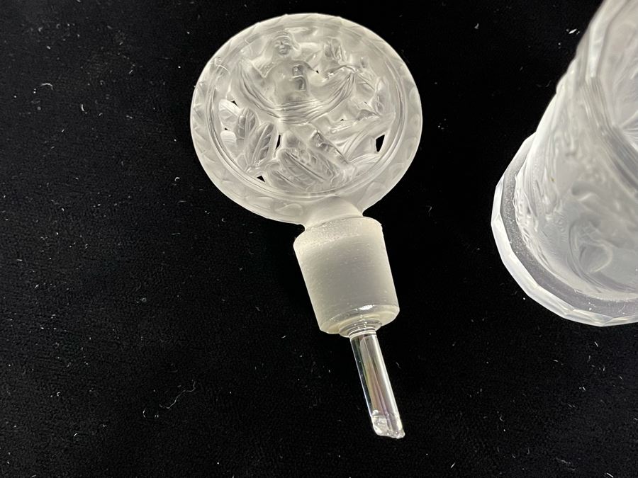 Pair Of Vintage 1930s Czechoslovakian Clear And Frosted Crystal Perfume Scent Bottles 6H And 7H (Note Both Stopper Stems Are Broken As Shown In Photos) [Photo 24]