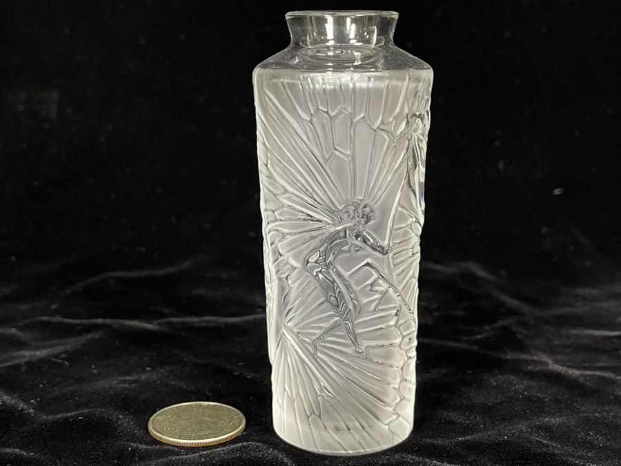 Signed Lalique France Crystal Fairy Bottle 4H