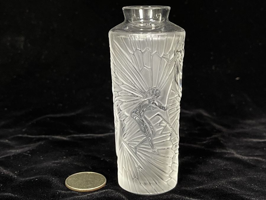 Signed Lalique France Crystal Fairy Bottle 4H