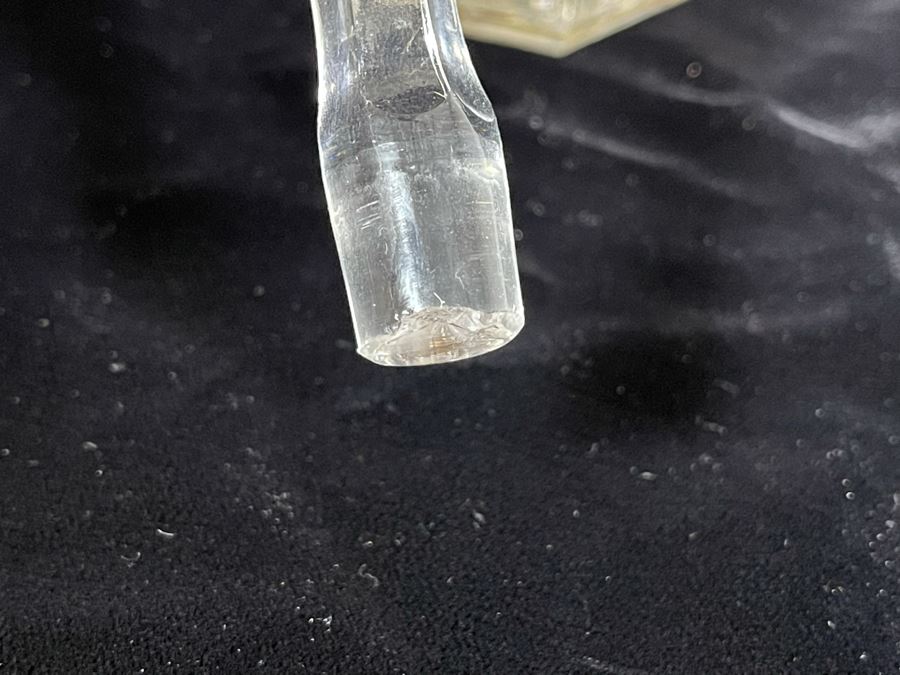 Vintage Gold Painted Glass Perfume Bottle 7H [Photo 10]