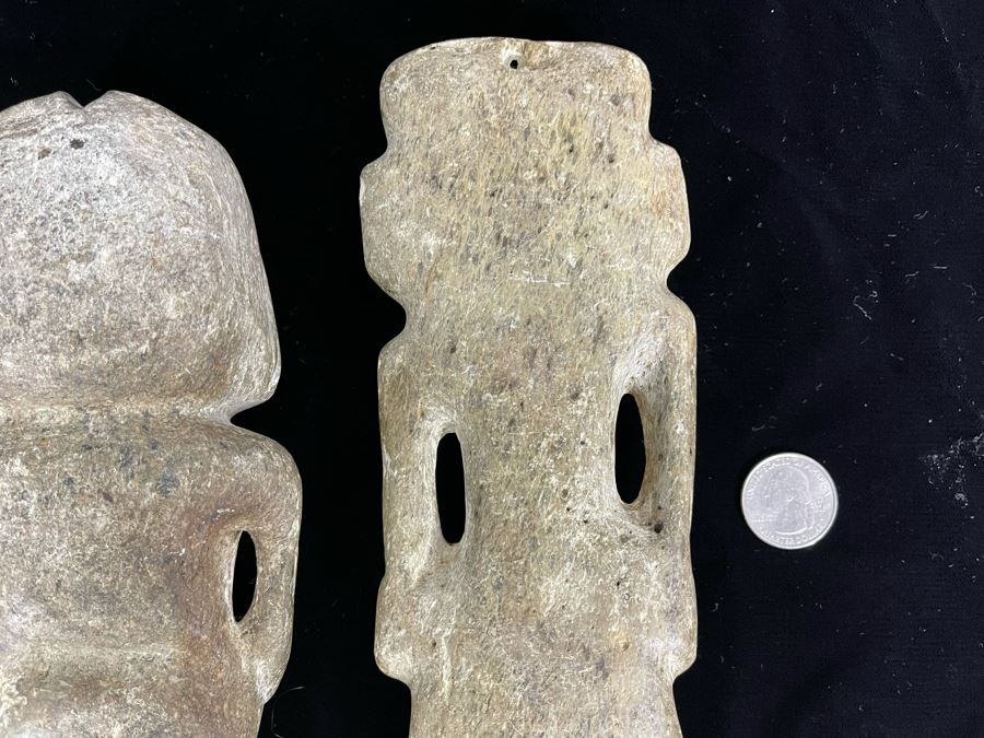 Collection Of Three Old Hand Carved Mexican Stone Figures 6.5H-9H [Photo 17]