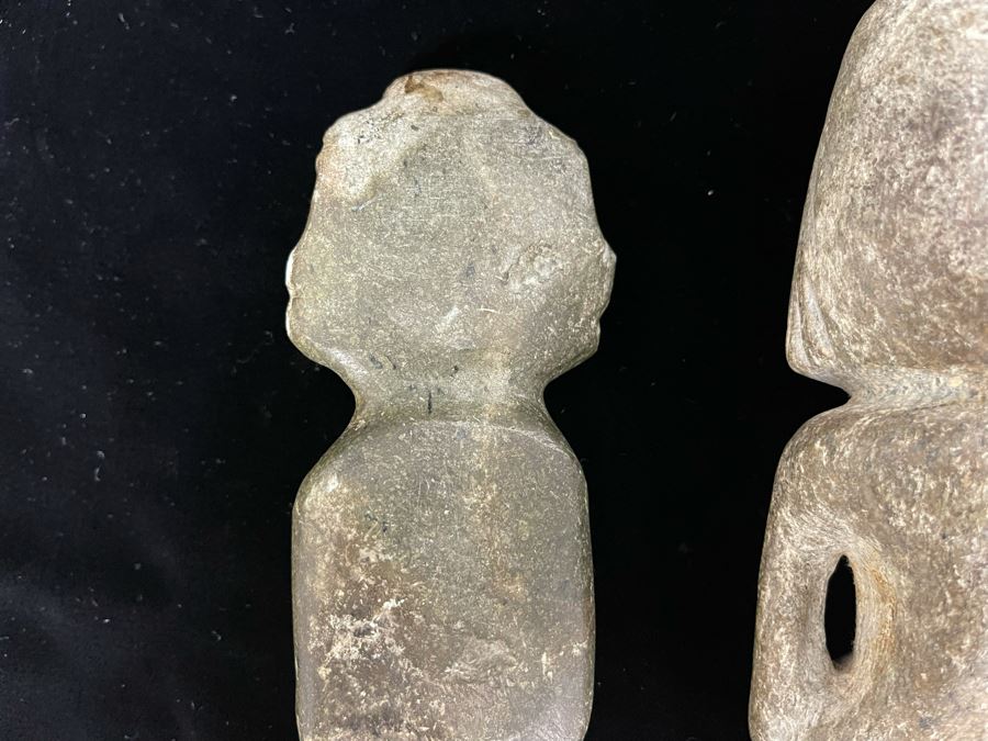 Collection Of Three Old Hand Carved Mexican Stone Figures 6.5H-9H [Photo 13]