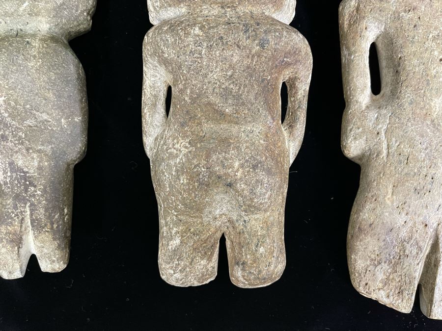 Collection Of Three Old Hand Carved Mexican Stone Figures 6.5H-9H [Photo 15]