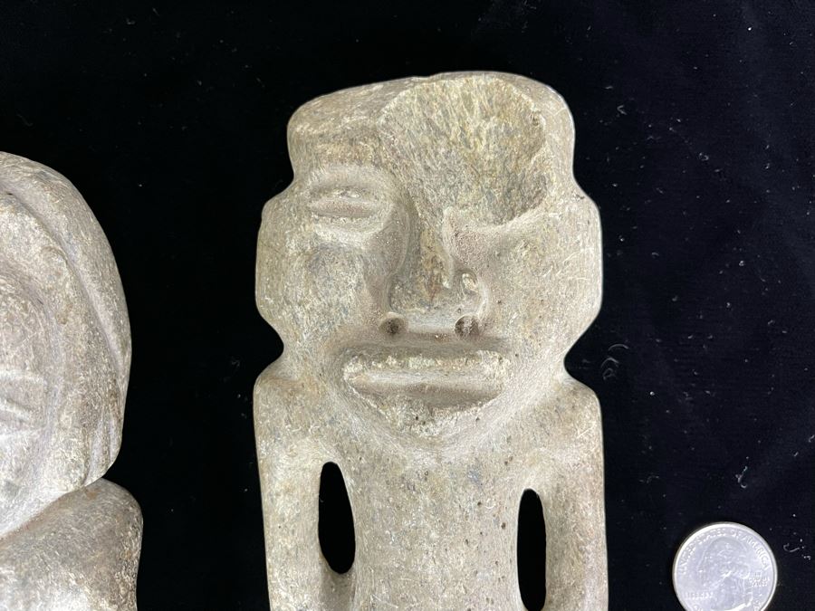 Collection Of Three Old Hand Carved Mexican Stone Figures 6.5H-9H [Photo 8]