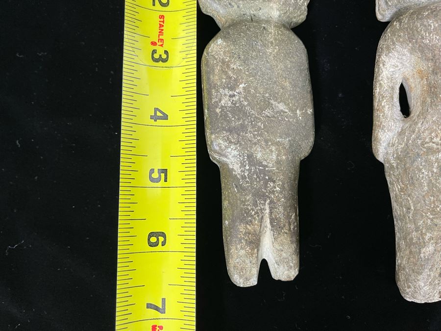 Collection Of Three Old Hand Carved Mexican Stone Figures 6.5H-9H [Photo 18]