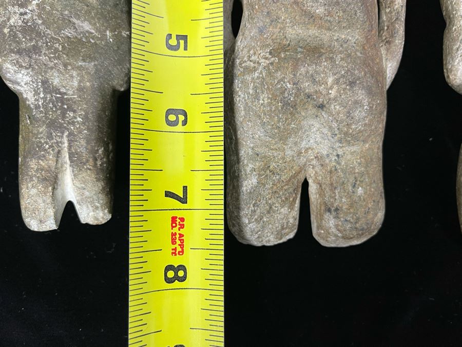 Collection Of Three Old Hand Carved Mexican Stone Figures 6.5H-9H [Photo 19]