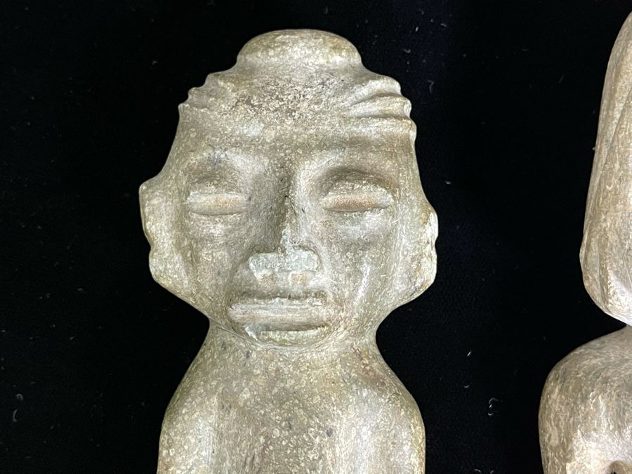 Collection Of Three Old Hand Carved Mexican Stone Figures 6.5H-9H [Photo 5]