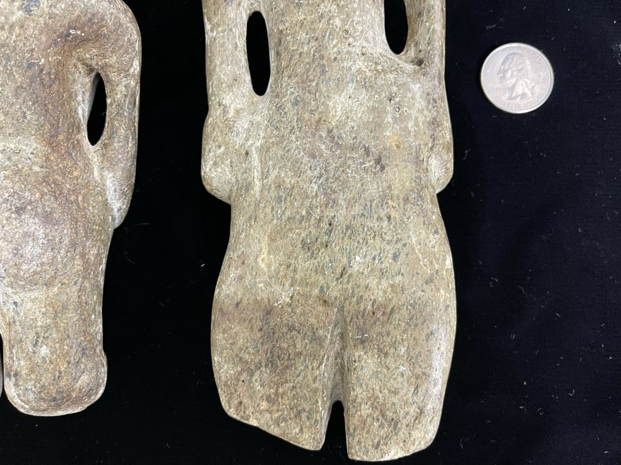 Collection Of Three Old Hand Carved Mexican Stone Figures 6.5H-9H [Photo 16]