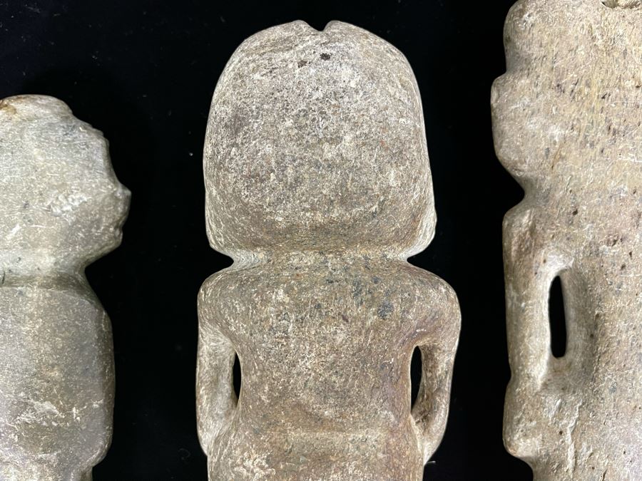 Collection Of Three Old Hand Carved Mexican Stone Figures 6.5H-9H [Photo 14]