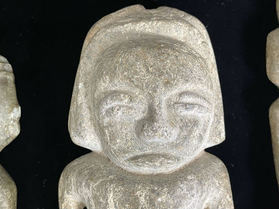 Collection Of Three Old Hand Carved Mexican Stone Figures 6.5H-9H [Photo 6]