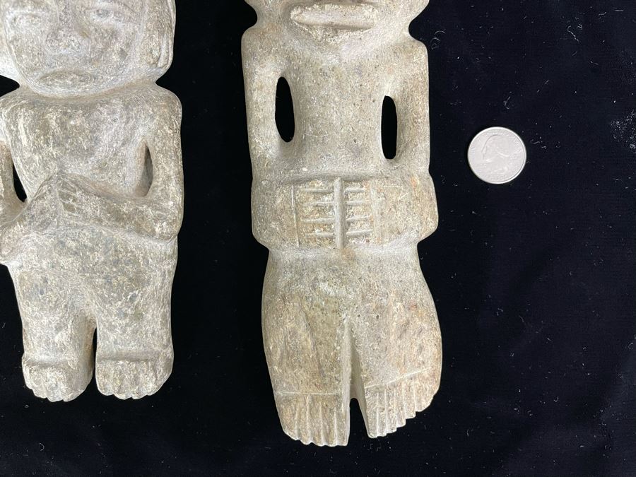 Collection Of Three Old Hand Carved Mexican Stone Figures 6.5H-9H [Photo 9]