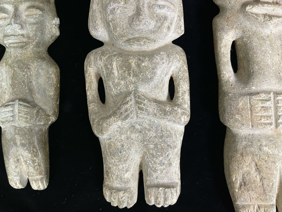 Collection Of Three Old Hand Carved Mexican Stone Figures 6.5H-9H [Photo 7]