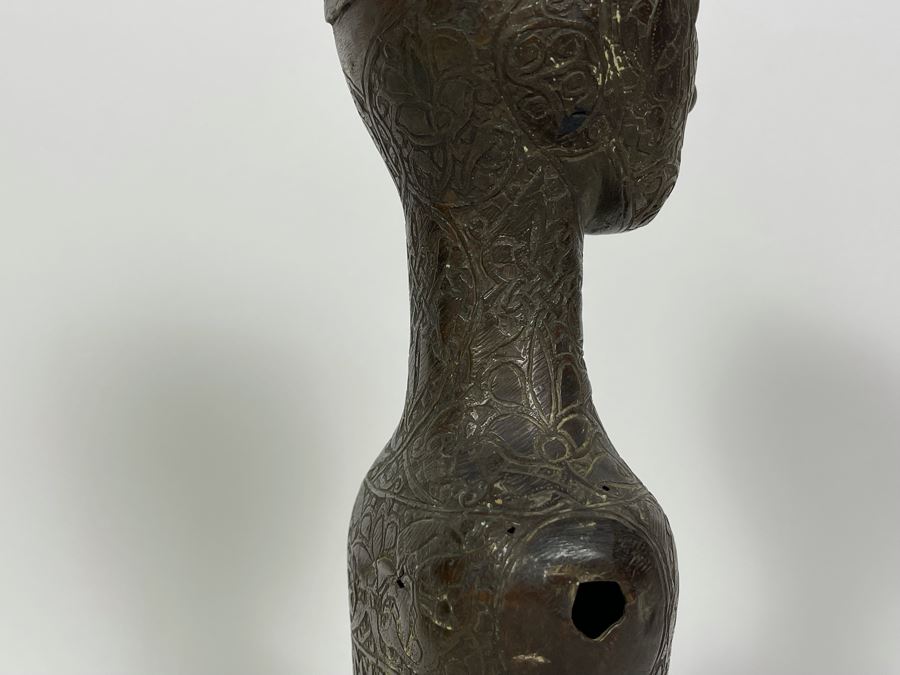 Very Old Persian Qajar Islamic Chased Hammered Metal Figure Figurine 5.5W X 13H [Photo 34]