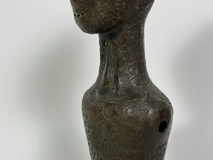 Very Old Persian Qajar Islamic Chased Hammered Metal Figure Figurine 5.5W X 13H [Photo 23]