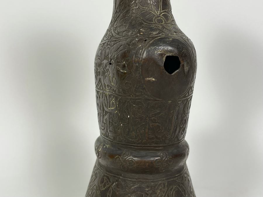 Very Old Persian Qajar Islamic Chased Hammered Metal Figure Figurine 5.5W X 13H [Photo 35]