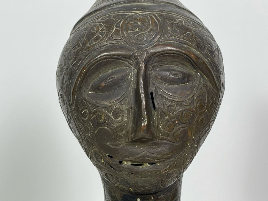 Very Old Persian Qajar Islamic Chased Hammered Metal Figure Figurine 5.5W X 13H [Photo 17]