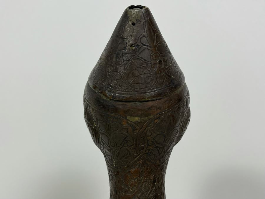 Very Old Persian Qajar Islamic Chased Hammered Metal Figure Figurine 5.5W X 13H [Photo 32]