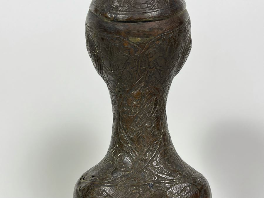 Very Old Persian Qajar Islamic Chased Hammered Metal Figure Figurine 5.5W X 13H [Photo 31]
