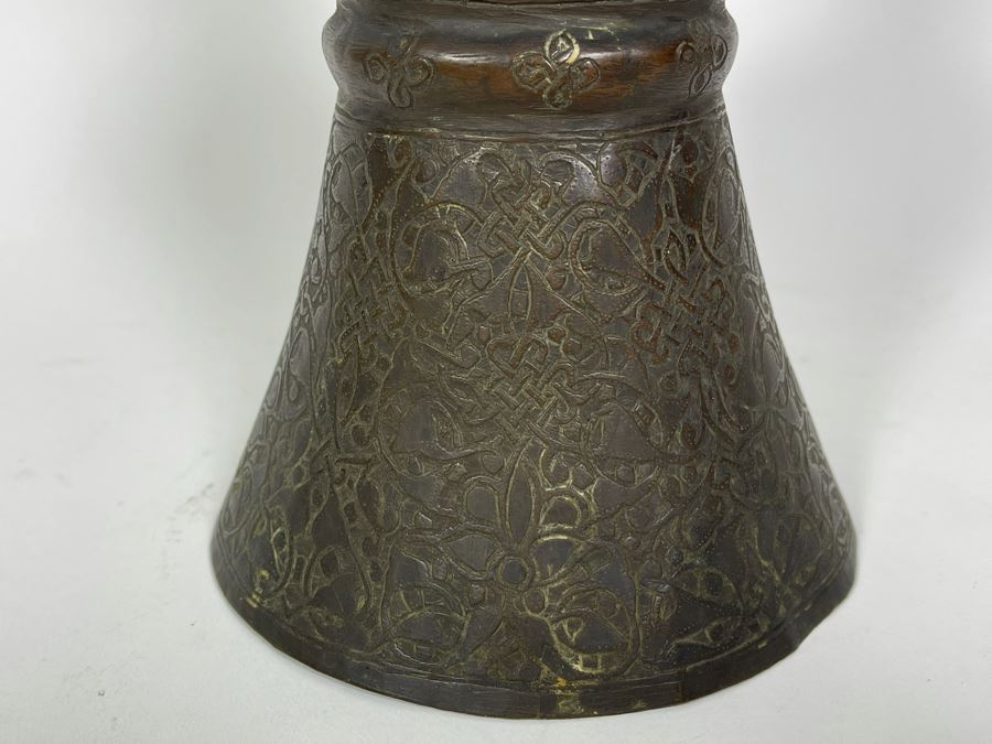 Very Old Persian Qajar Islamic Chased Hammered Metal Figure Figurine 5.5W X 13H [Photo 28]