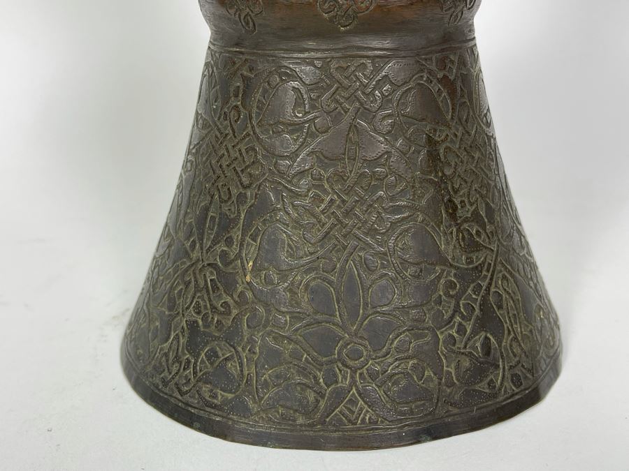 Very Old Persian Qajar Islamic Chased Hammered Metal Figure Figurine 5.5W X 13H [Photo 14]