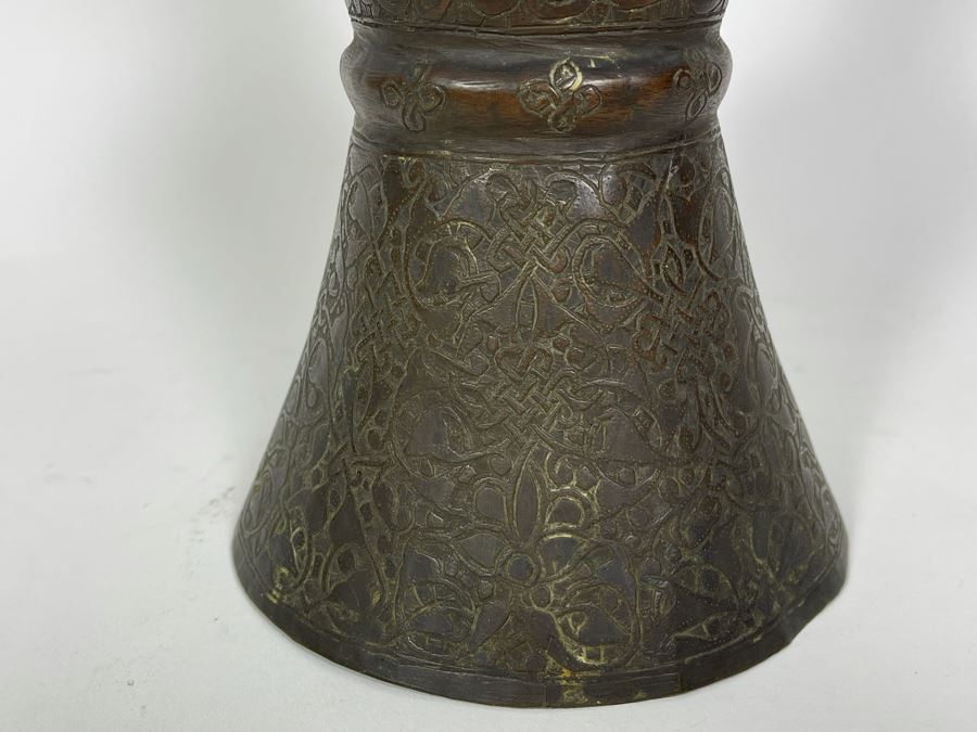 Very Old Persian Qajar Islamic Chased Hammered Metal Figure Figurine 5.5W X 13H [Photo 29]