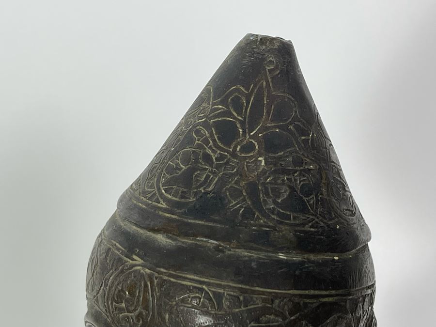 Very Old Persian Qajar Islamic Chased Hammered Metal Figure Figurine 5.5W X 13H [Photo 19]