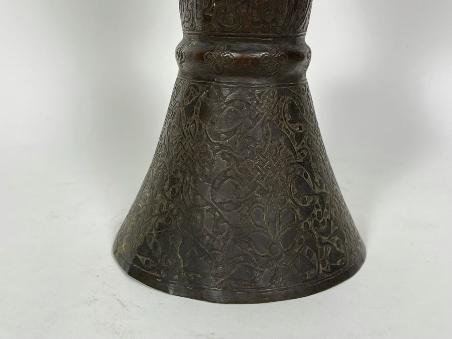 Very Old Persian Qajar Islamic Chased Hammered Metal Figure Figurine 5.5W X 13H [Photo 36]