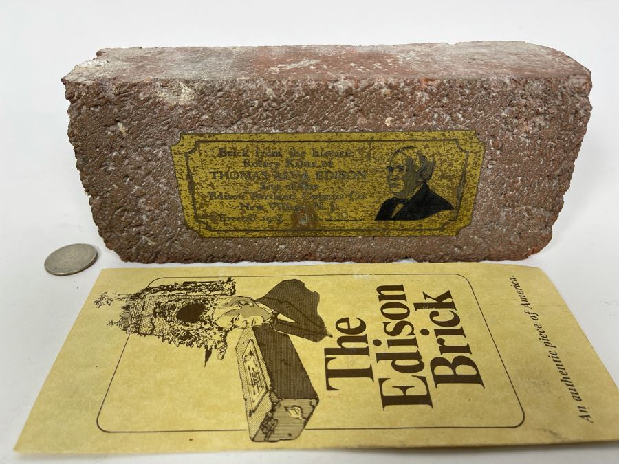Brick From The Historic Rotary Kilns Of Thomas Alva Edison Built In 1903 By Edison Limited Number 8.25W X 3.5H X 2.5D [Photo 3]