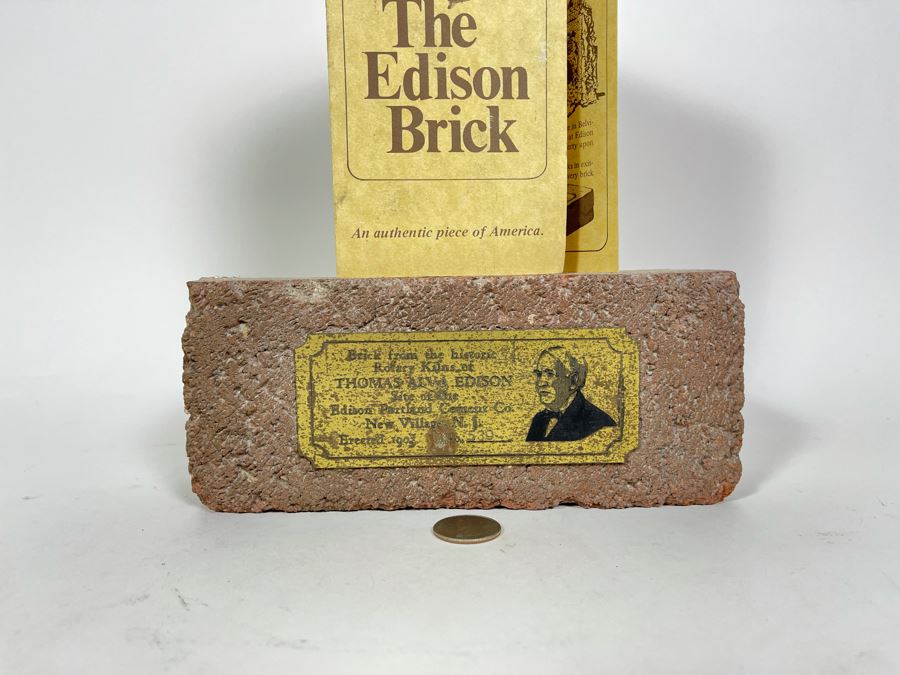 Brick From The Historic Rotary Kilns Of Thomas Alva Edison Built In 1903 By Edison Limited Number 8.25W X 3.5H X 2.5D [Photo 10]