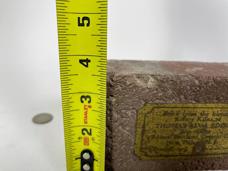 Brick From The Historic Rotary Kilns Of Thomas Alva Edison Built In 1903 By Edison Limited Number 8.25W X 3.5H X 2.5D [Photo 12]