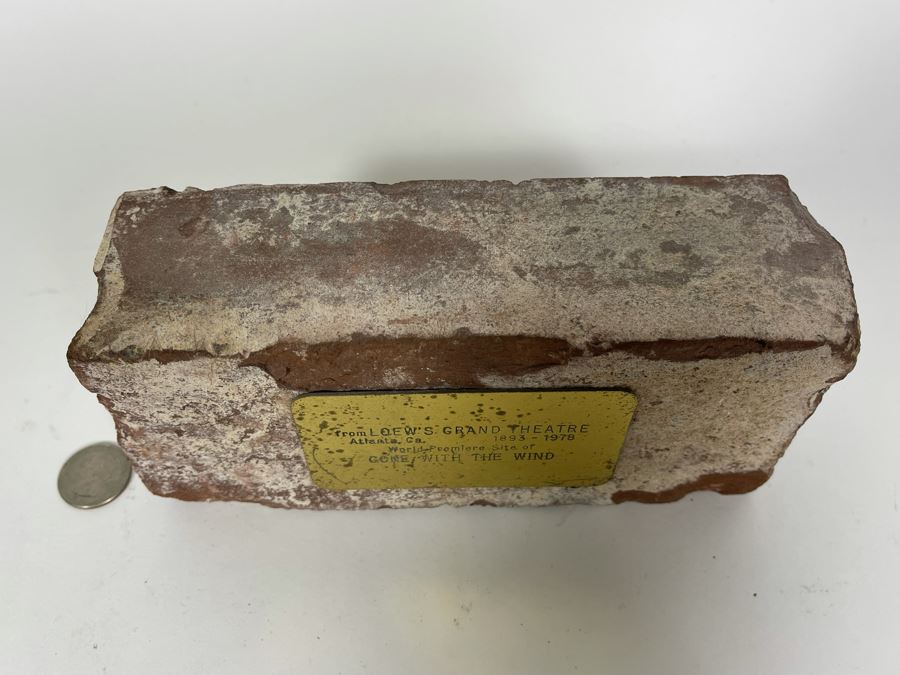 Vintage Brick From The Loew's Grand Theatre Atlanta, CA 1893-1978 World Premiere Site Of Gone With The Wind 7.75W X 3.5H X 2.5D [Photo 4]