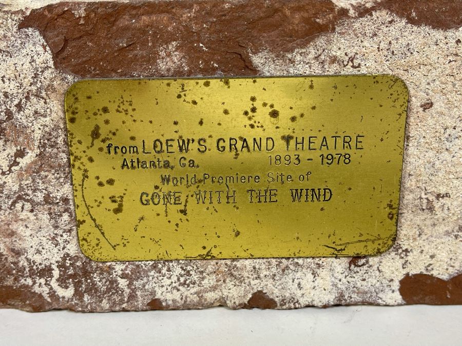 Vintage Brick From The Loew's Grand Theatre Atlanta, CA 1893-1978 World Premiere Site Of Gone With The Wind 7.75W X 3.5H X 2.5D [Photo 3]