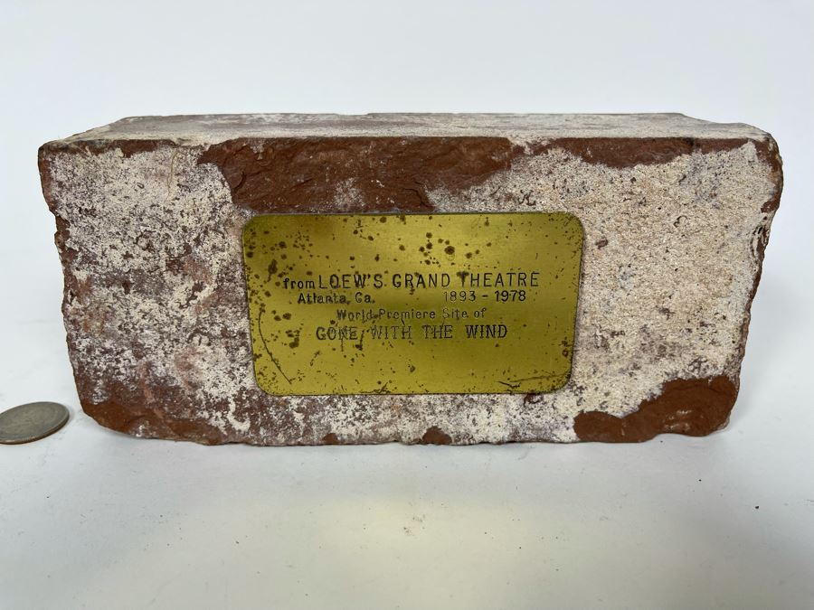 Vintage Brick From The Loew's Grand Theatre Atlanta, CA 1893-1978 World Premiere Site Of Gone With The Wind 7.75W X 3.5H X 2.5D [Photo 2]