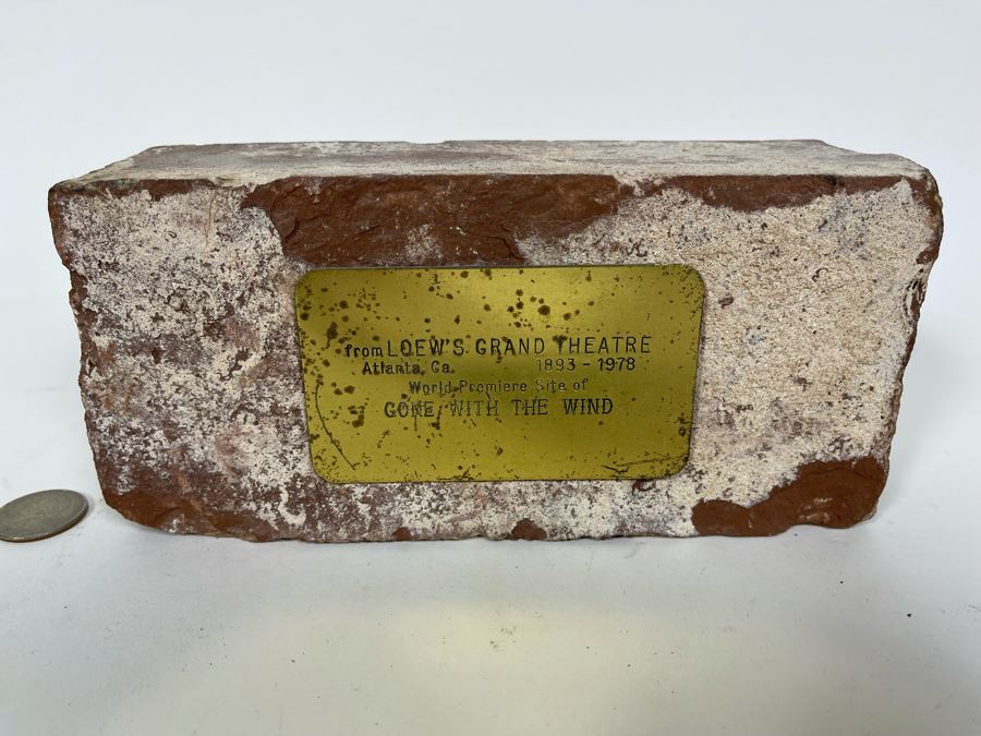 Vintage Brick From The Loew's Grand Theatre Atlanta, CA 1893-1978 World Premiere Site Of Gone With The Wind 7.75W X 3.5H X 2.5D
